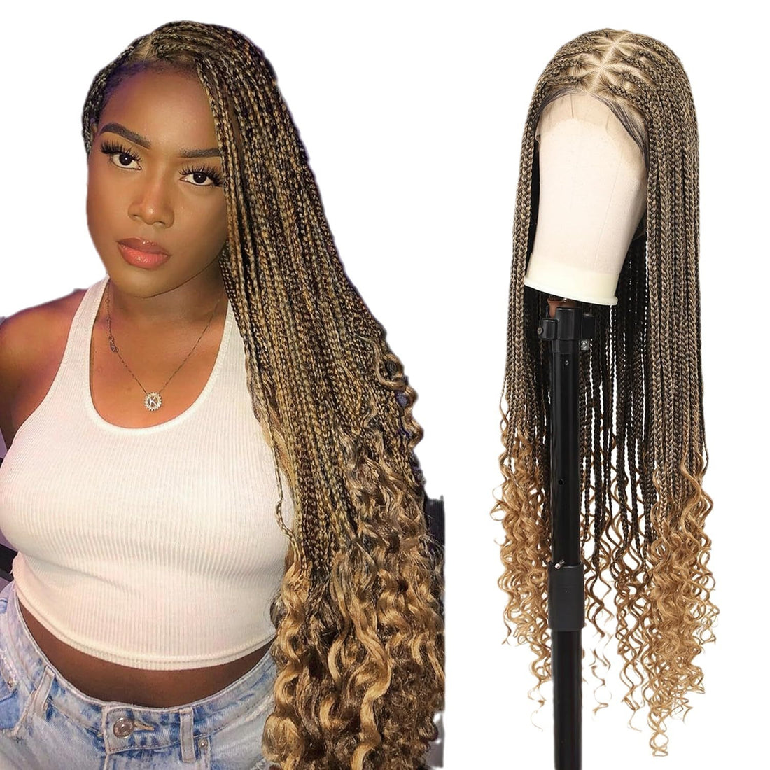 Full Lace Wig Head Cover Chemical Fiber Hair Three-strand Braid