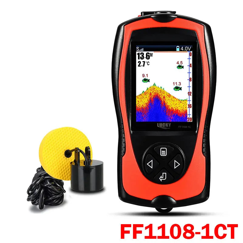 LUCKY Rechargeable Fish Finder FF1108-1CWLA/CT Wireless Sonar Sensor Fishing Finder Color Display Max 45M Water Depth