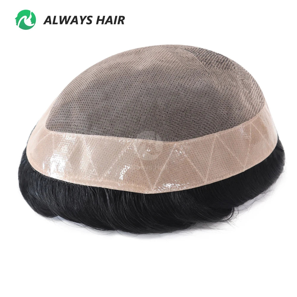 Alwayshair - Fine Mono Toupee 6 Inches Indian Hair Men Capillary Prosthesis 120% 130% Density Durable Wig Man DMC