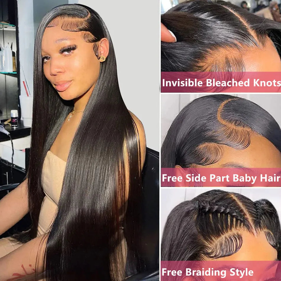 Human Hair Lace Frontal Wig ,Brazilian Straight Human Hair Wig ,13X4 Lace Front Wig, 4X4 Lace Closure Wig ,H