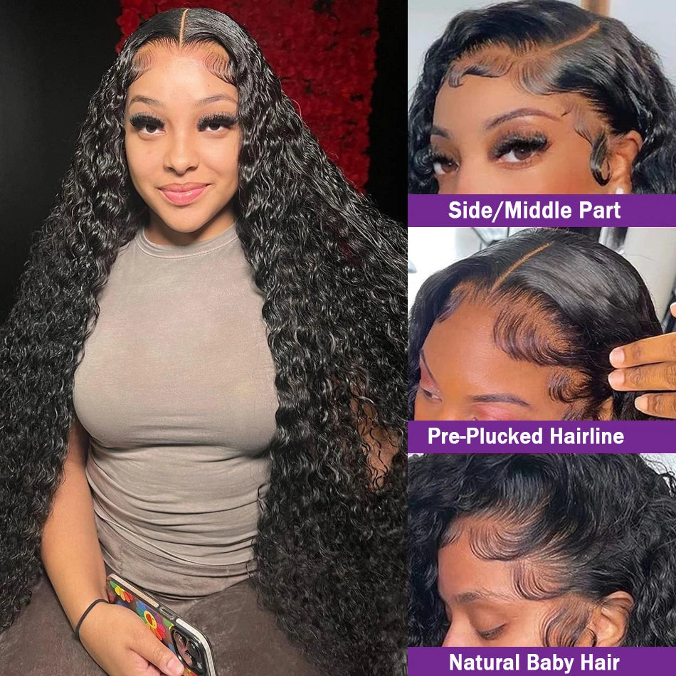 Glueless Deep Wave Frontal Wig Hd Lace Wig 13X6 Human Hair 13X4 Curly Lace Front Human Hair Wigs